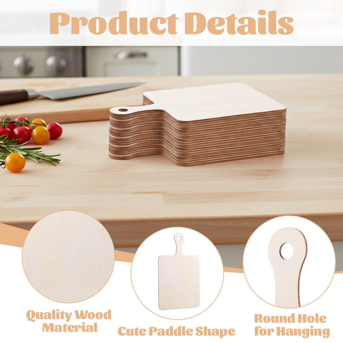 36 Pcs 9" x 5.5" Unfinished Wooden Cutting Boards with Handles, Mini Charcuterie Boards for DIY Crafts, Kitchen Serving, Christmas Thanksgiving Decor
