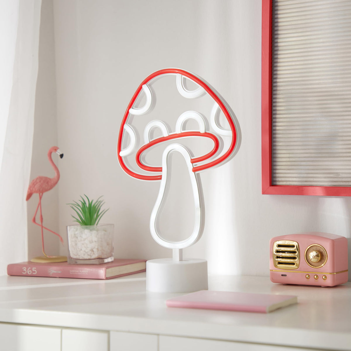 Urban Lifestyle Figural Mushroom LED Neon Table Lamp, 12.25" H