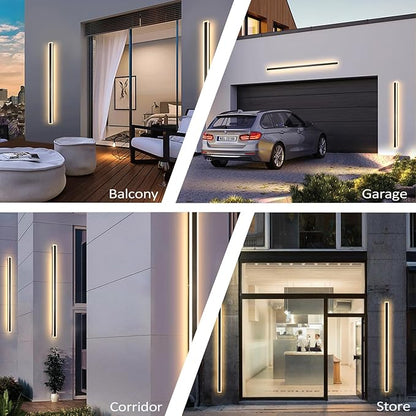 79 Inch Modern Outdoor Wall Light, Long Exterior Wall Lighting IP65 Waterproof 3000K-6000K Dimmable LED Outdoor Wall Sconce, Linear Long Wall Light for House Exterior Patio Garage