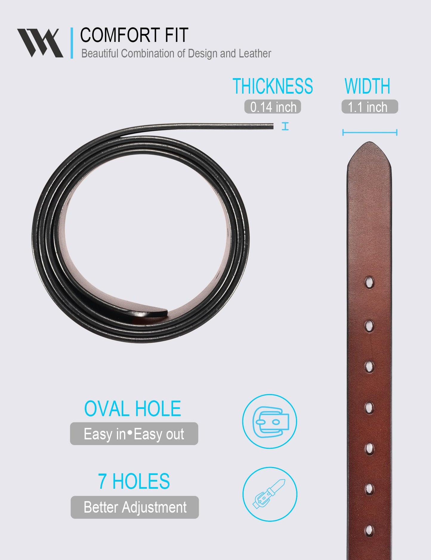 WOLFANT Womens Belts for Jeans in Gift Box,1.1" Ladies Belt with Gold Buckle,100% Italian Full Grain Real Solid Leather