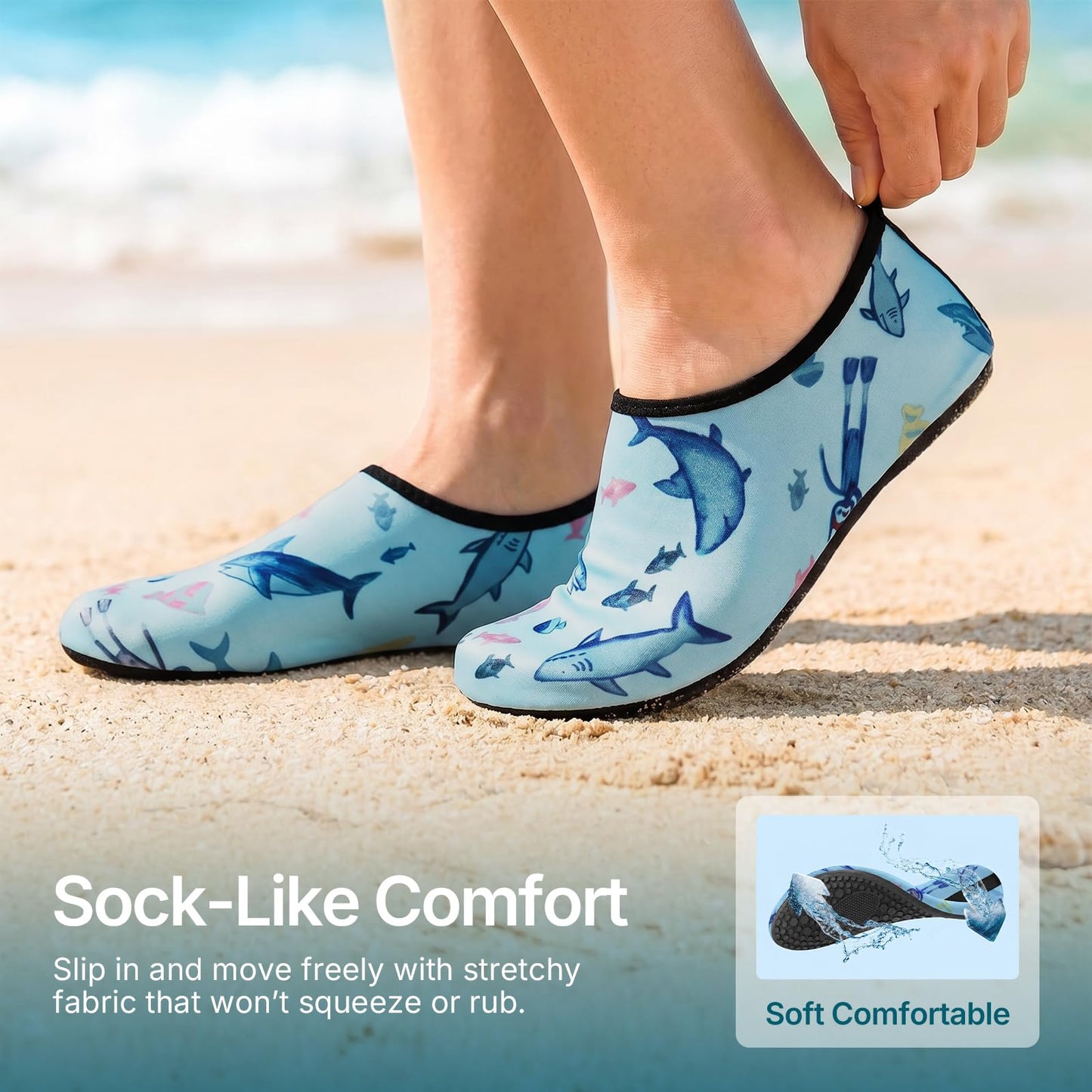 Water Shoes for Women Men Quick-Dry Aqua Socks Swim Beach Barefoot Yoga Exercise Wear Sport Accessories Pool Camping Must Haves Adult Youth Size 5-6Women/4-5Men