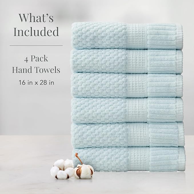 NY Loft 100% Cotton Hand Towel 6 Pack Hand Towel Set | Super Soft & Absorbent