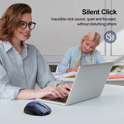 TECKNET Wireless Mouse Rechargeable, 2.4G USB-A Silent Mouse, Quiet Click, 6 Adjustable 4800 DPI, Cordless Computer Mice, Ergonomic Mice for Laptop, 6 Buttons for Chromebook, Ergo Grip - Black