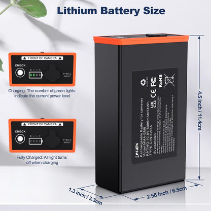 Lesaps 2-Pack 5000mAh Moultrie Power Mag Replacement Battery - Compatible with Moultrie Cellular Trail Cameras Edge, Edge Pro, Edge 2, Edge 2 Pro, USB-C & Solar Panels Charging