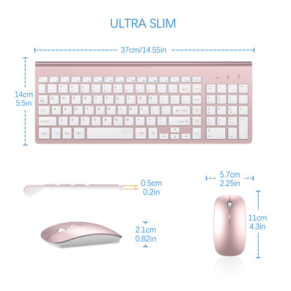 Wireless Keyboard and Mouse Ultra Slim Combo, TopMate 2.4G Silent Compact USB 2400DPI Mouse and Scissor Switch Keyboard Set with Cover, Batteries Included, for PC/Laptop/Windows/Mac - Gray Black