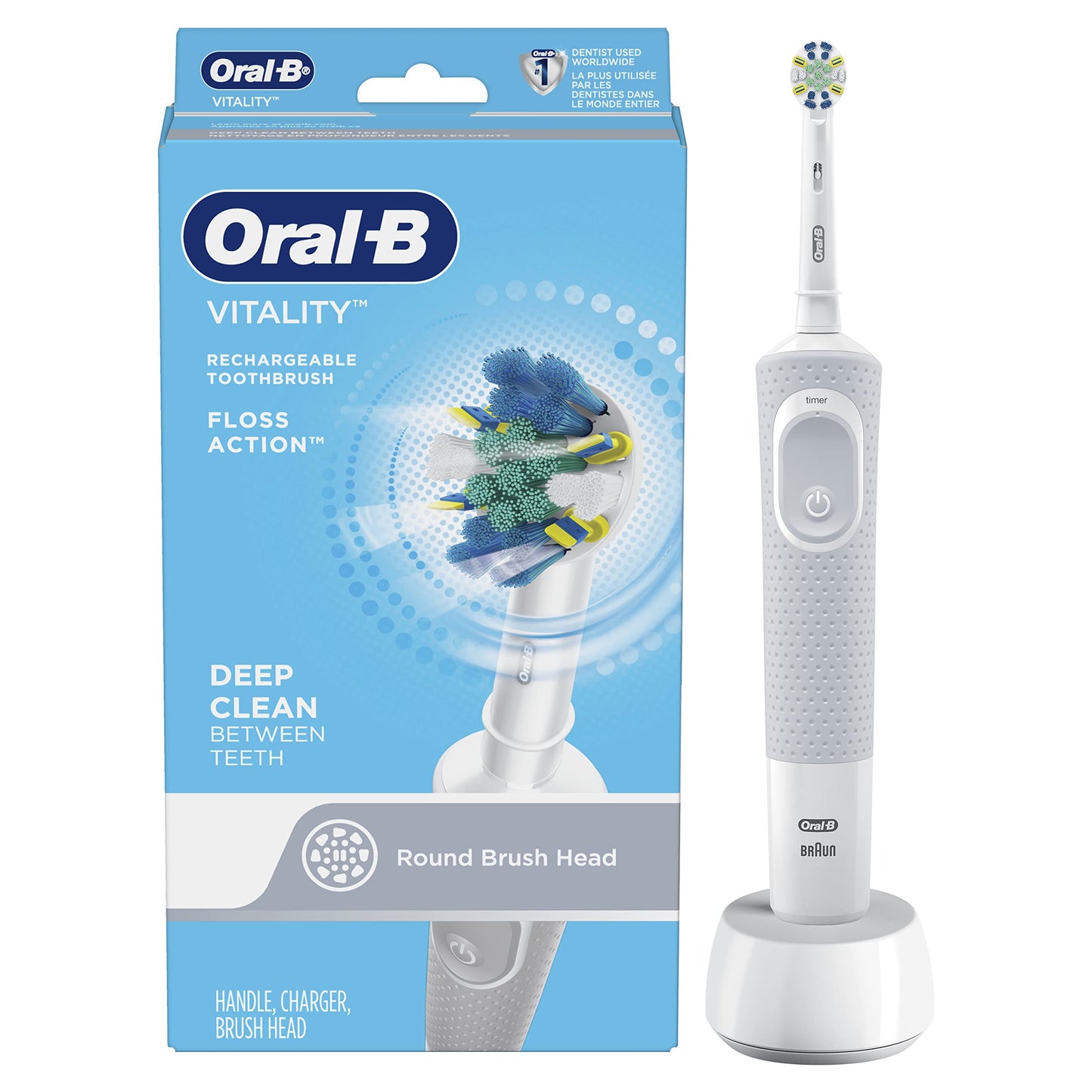 Oral-B Vitality FlossAction Electric Toothbrush with Replacement Brush Head, Black