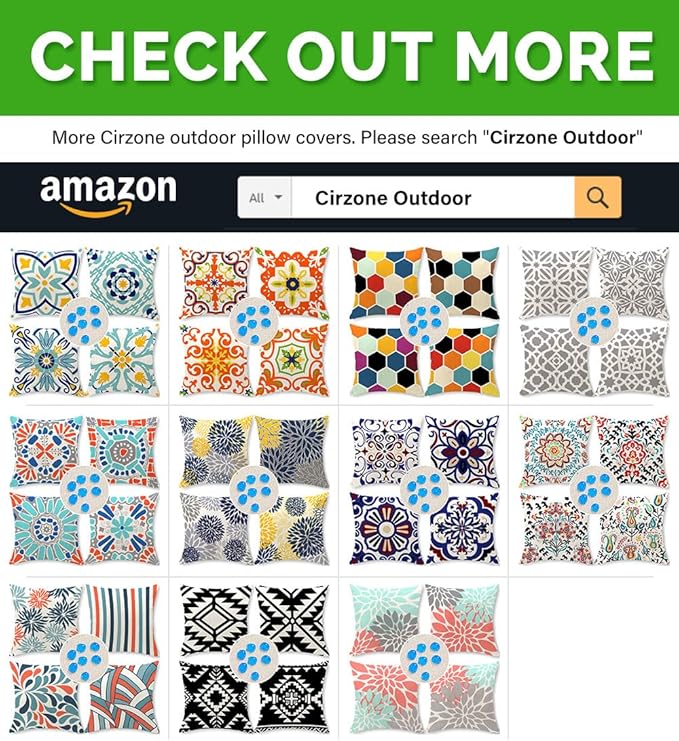 Cirzone Outdoor Pillow Covers 16x16 Set of 4 Morden Geometric Patterns Waterproof Throw Outdoor Pillows Boho Decorations for Funiture Patio Garden Home