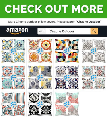 Cirzone Outdoor Pillow Covers 18x18 Set of 4 Morden Orange Geometric Patterns Waterproof Throw Outdoor Pillows Boho Decorations for Funiture Patio Garden Home