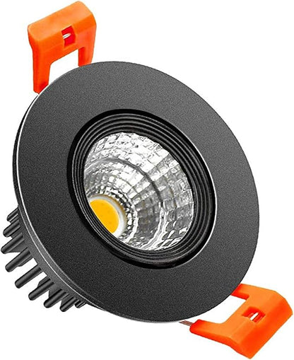 2 Inch Downlight, 3W Recessed LED Lighting COB Dimmable, 5000K Daylight White, CRI80, Black Trim, Ceiling Lights With Driver, 1 Pack