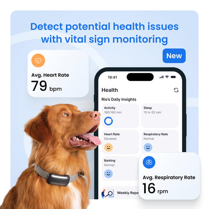 Tractive Smart Dog GPS Tracker | Live Pet Tracker with Virtual Fence | Vital Signs Monitoring of Heart & Respiratory Rate | Bark Monitoring | Dog Collar Attachment (Brown)