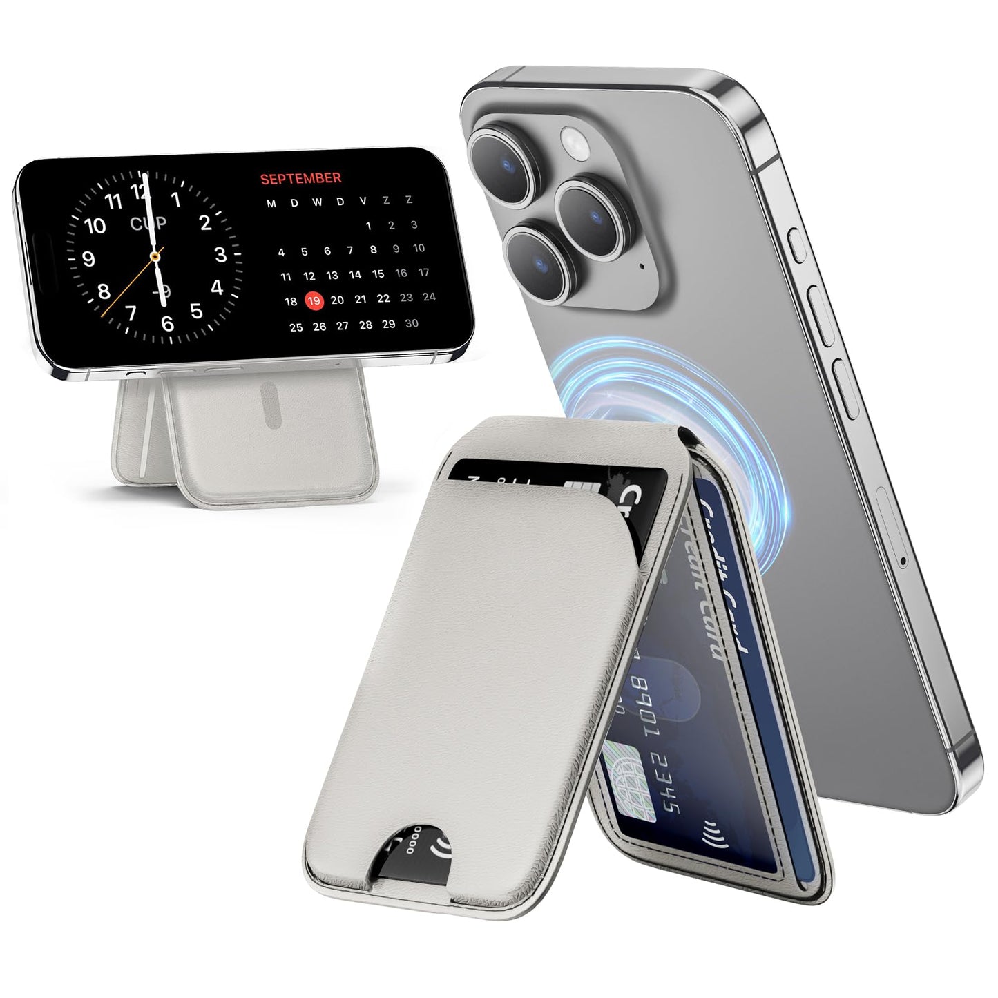 Mag-Safe Wallet Magnetic Wallet for Phone Lightweight Magnetic Phone Pouch Stand Adjustable Leather Mag-Safe Card Holder for iPhone 17/16/15/14/13/12 Series, Not for iPhone 13/12 Mini (Black)