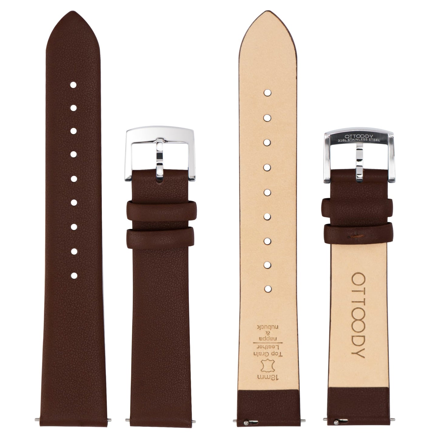 OTTOODY Leather Watch Straps Quick Release Watch Band, Elegant & Ultra Soft Top Grain Leather Watch Strap for Women Men, Choice of Color & Width 22mm 20mm 18mm 16mm 14mm 12mm for Watch & Smartwatch