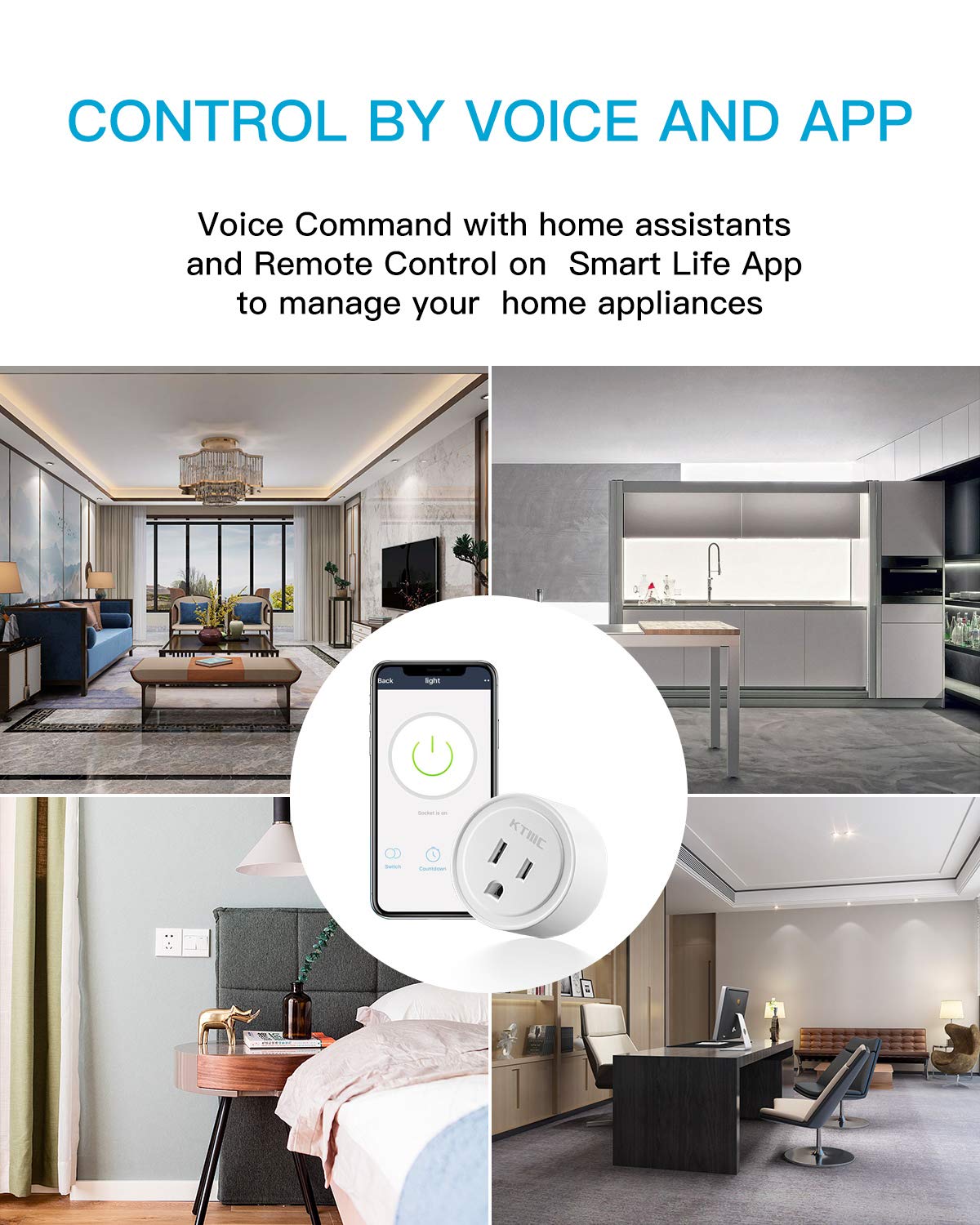 KTMC Smart Plug 4 Pack, Alexa & Google Home Compatible, No Hub Required, Remote Control, ETL Certified