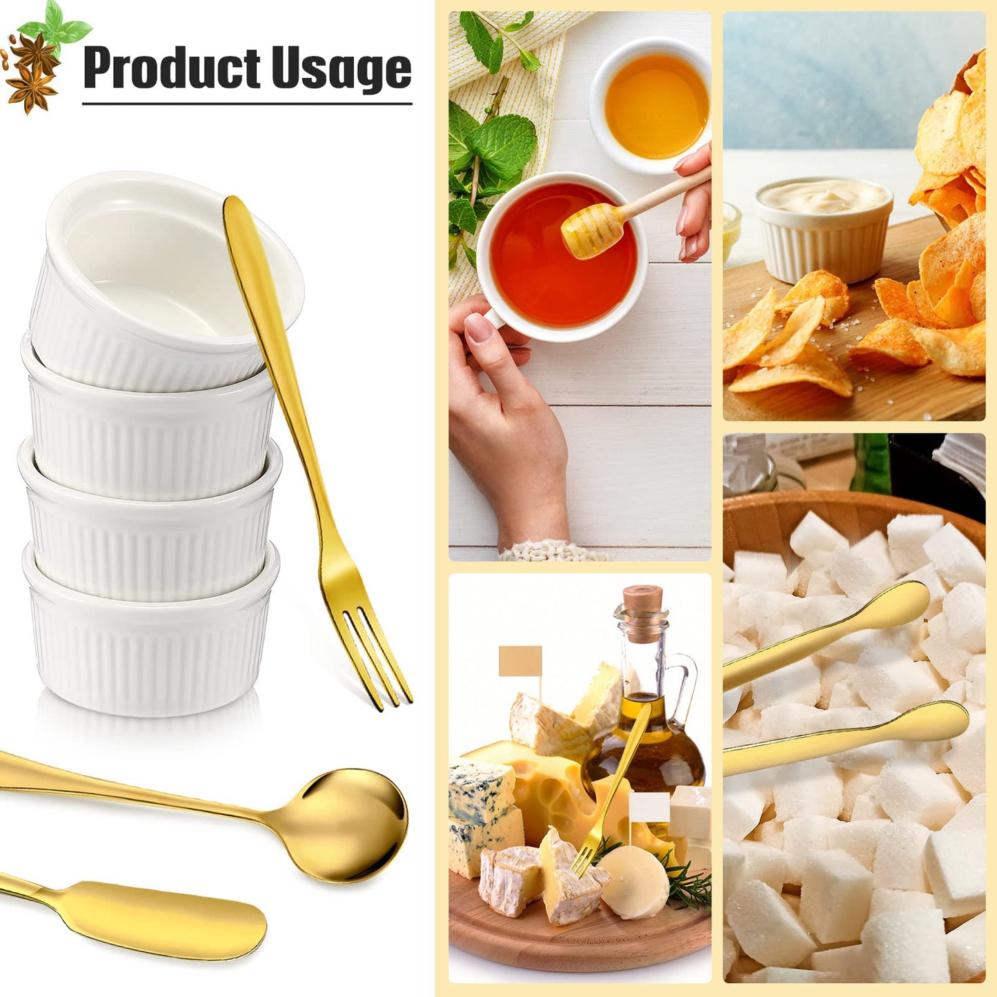 Charcuterie Board Accessories Utensils Cheese Butter Spreader Knives Set Include Serving Tongs, Knives, Spoons, Forks, Toothpick Flags, Honey Dippers, Bowl for Christmas Pastry Making (Gold)