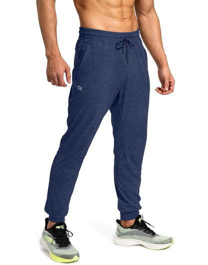 G Gradual Men's Sweatpants with Zipper Pockets Athletic Pants Traning Track Pants Joggers for Men Soccer, Running, Workout(Heathered Academy Blue,M)