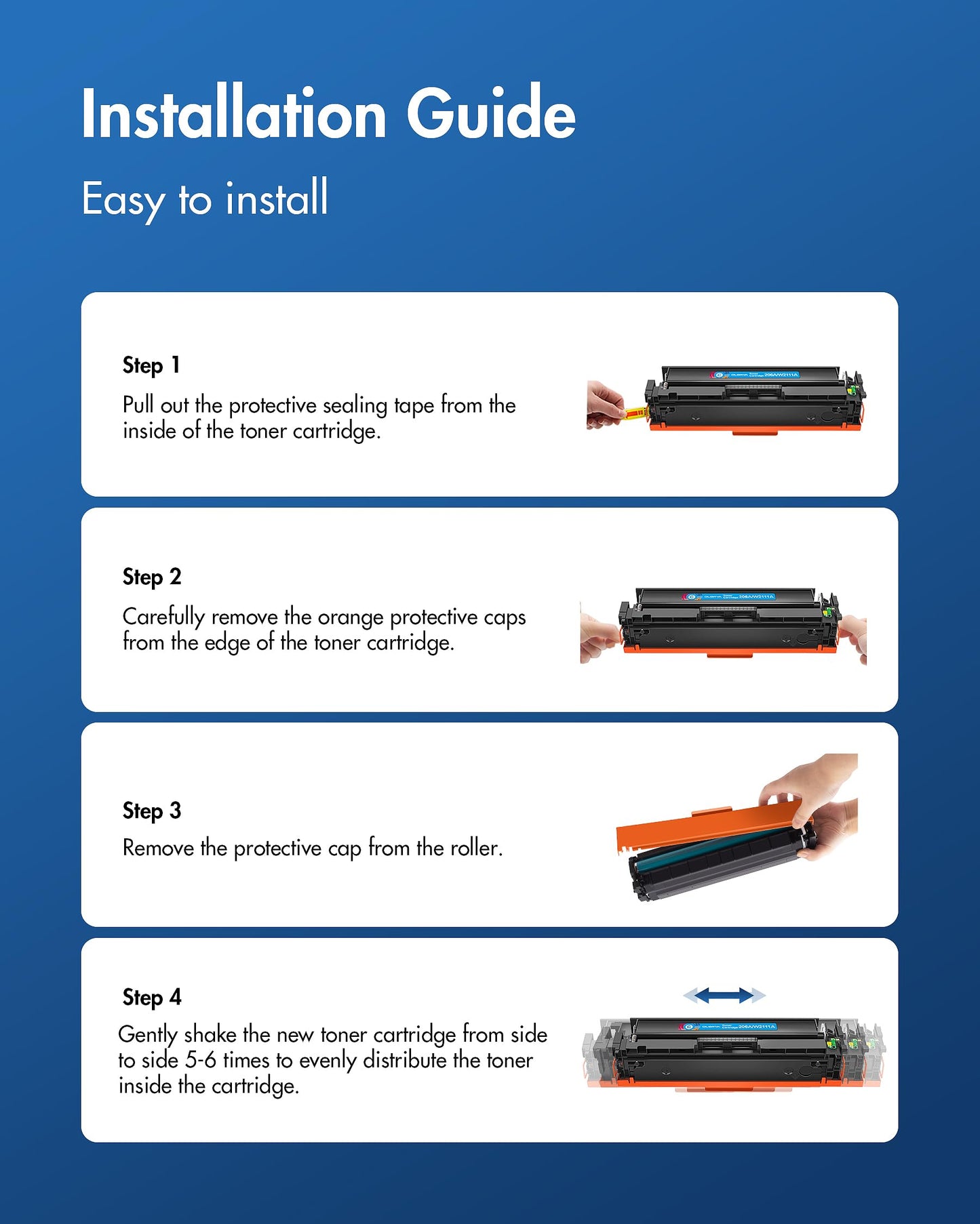206A Black Toner Cartridge 2 Pack | Replacement for HP 206A 206X Compatible with HP Color Laserjet Pro MFP M283fdw M283cdw, M255dw, MFP M283 M255 Series | W2110A(2 Black)