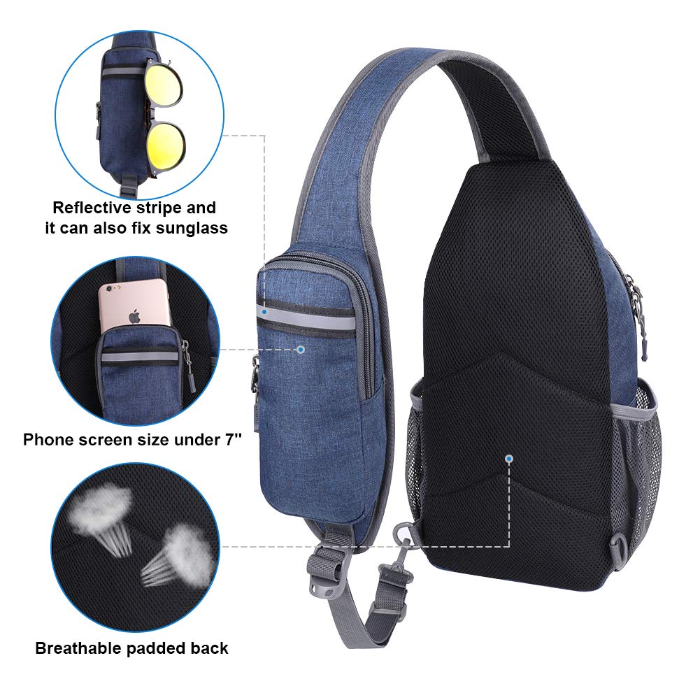 WATERFLY Crossbody Sling Backpack Sling Bag Travel Hiking Chest Bag Daypack