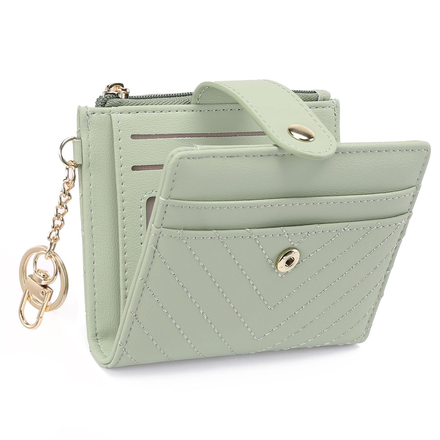 GAEKEAO Slim Wallet for Women, RFID Blocking Credit Card Holder Bifold Wallet with Zipper Coin Pocket, ID Window