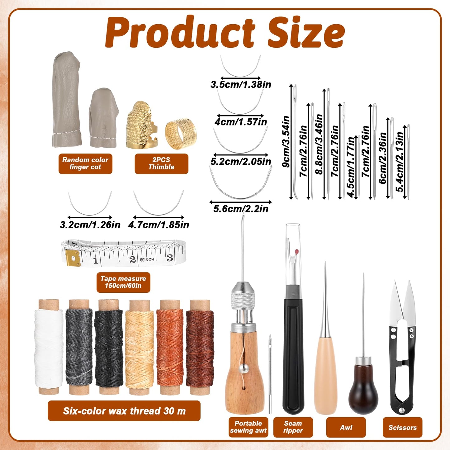 SHENLIU 40 Pcs Sewing Awl Kit with Bag, Leather Sewing Thread, Waxed Thread Kit Quick Sewings, Portable Awl Tool Sewings Sew Repair Kits Supplies for DIY Leather Sew Repair Craft