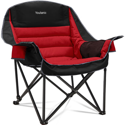 Youtanic Oversized Camping Chair, Portable Folding Camping Chairs with Side Pocket, Cup Holder and Carry Bag, Heavy Duty Outdoor Camping Chairs for Adults, Fishing, Sports, Trip, up to 400lbs, Style 5