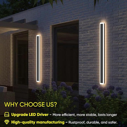 2-Pack Outdoor Wall Lights, 47.2inch Long Wall Sconce Modern Porch Light, Black Exterior Sconce Light Fixture, IP65 Waterproof Outside Lights for Patio House Garage Porch (3000k)