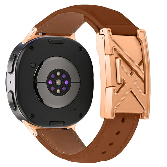 Magnetic Buckle Genuine Leather Band Compatible with Samsung Galaxy Watch 8 40mm 44mm Classic 46mm, Premium Replacement Strap for Men Women Smartwatch