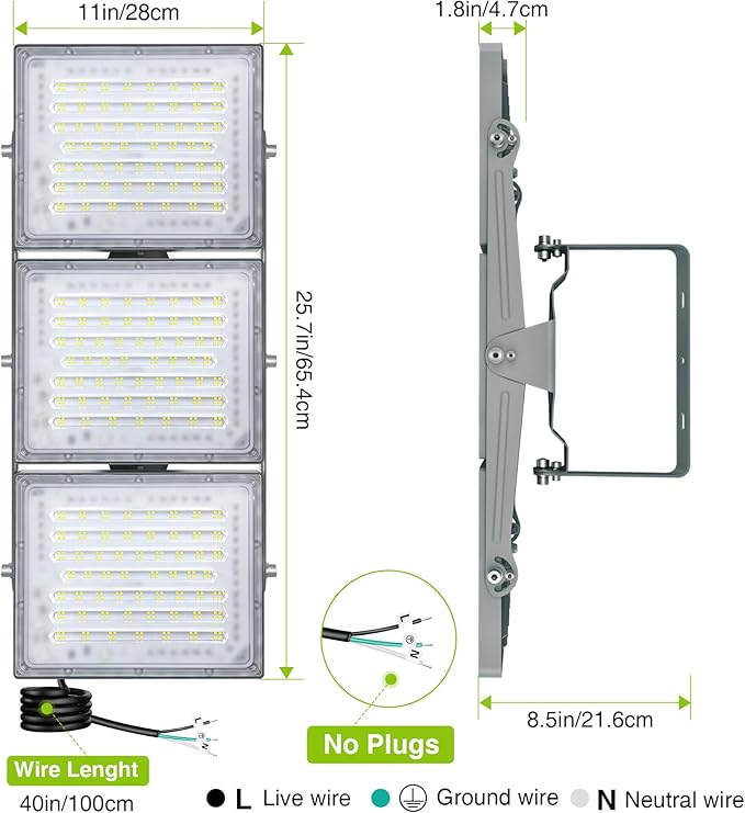 STASUN LED Flood Light Outdoor, Max Series 600W 60000lm 6000K Daylight IP66 Waterproof, Commercial Parking Lot Light,3 Heads for Yard Street Stadium House Floodlight Security Lights for Outdoor Area