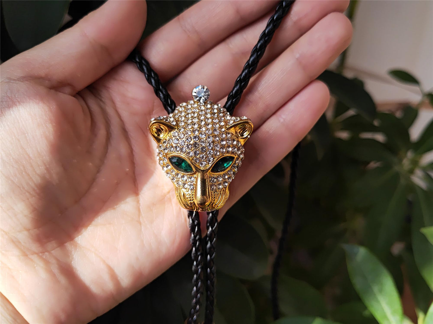 Animal & Plant Bola Tie Bolo Tie Wedding Necklace for Men Women Groomsmen Western Cowboy Necktie (Diamond Leopard)