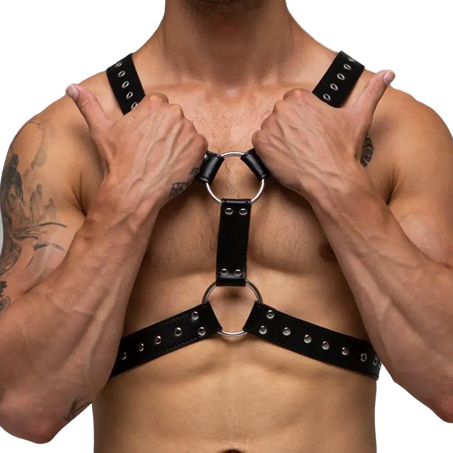 HYIJCSUC Men's Leather Body Harness Punk Chest Strap Harness Belt Men's Chest Harness Belt Shoulder Strap Adjustable Buckle Body Garter Belt Cosplay Nightclub Sexy Punk Chest Clubwear