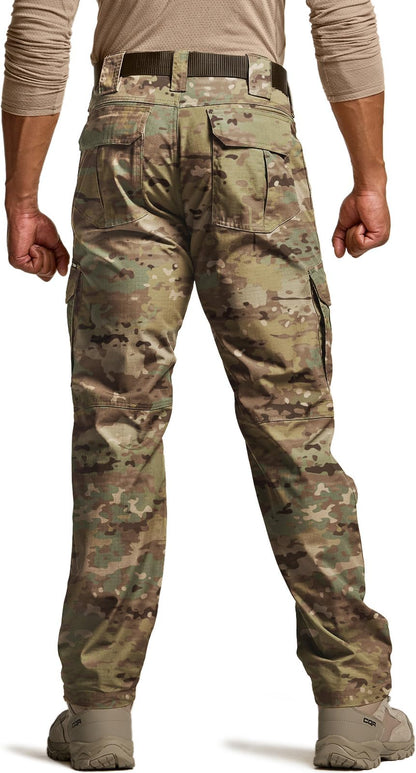 CQR Men's Tactical Pants, Water Resistant Ripstop Cargo Pants, Lightweight EDC Work Hiking Pants, Outdoor Apparel, Duratex Mag Pocket Utility Camo, 40W x 32L