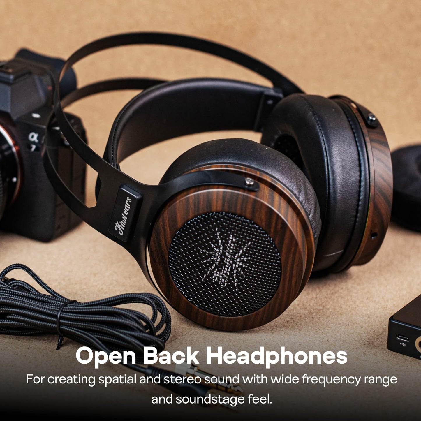 Linsoul Kiwi Ears Altruva Over Ear Headphone, Hi-Fi 50mm Dynamic Driver Monitoring Headphones, Wired Gaming Headset, Open-Back Stereo Headphones for Studio Engineer Audiophile Gaming (Blackwood)