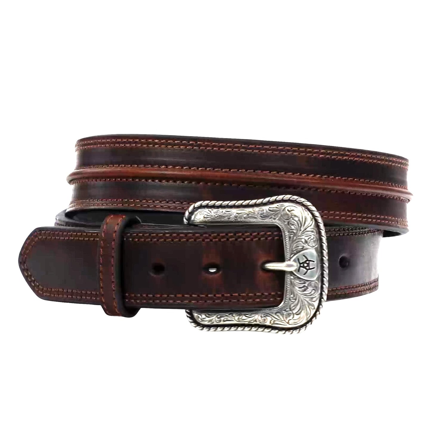 ARIAT Men's Leather Raised Center-Ridge Belt, Distressed Brown, 30