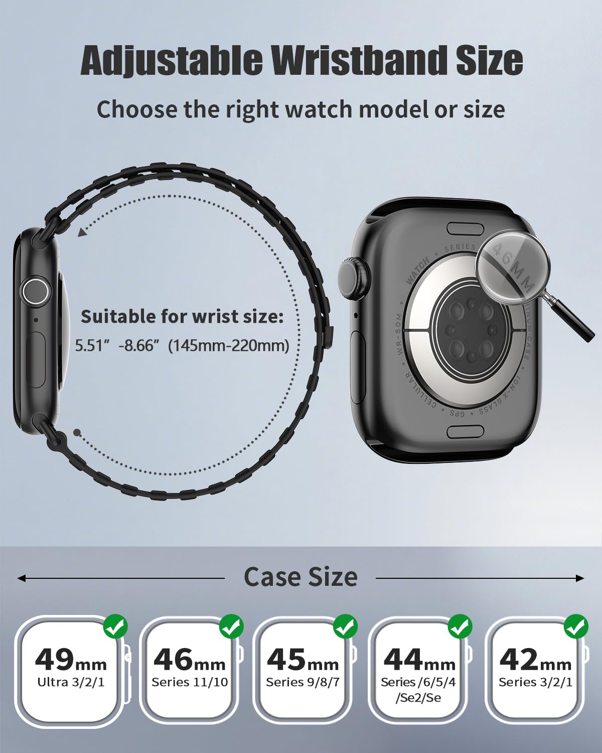Magnetic Sport Bands Patented Compatible with Apple Watch Band 49mm 46mm 45mm 40mm 44mm 38mm 41mm 42mm for Men Women, Nylon Strap Replacement for iWatch Ultra/3/2/1 Series 11 10 9 8 7 6 5 4 3 2 1 SE