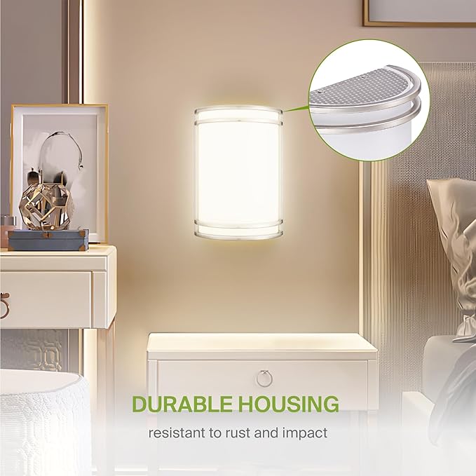 ASD LED Indoor Wall Mount Light Fixture - Modern Interior Brushed Nickel Wall Sconce Lighting - 3000K 4000K 5000K Adjustable - Half Cylinder Hallway Light Fixture - ETL & Energy Star Listed 4 Pack