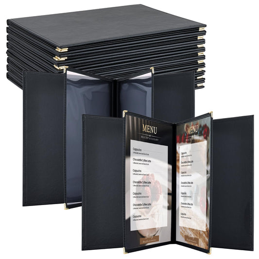 AMGSH Menu Book 8.5 x 11 Inch, 2 Page 4 View Faux Leather Menu Book with Clear View Pages, Menu Covers for Hotel, Restaurant, Cafe, Bars, Drink, Wine Menu Holders, 10 Pack