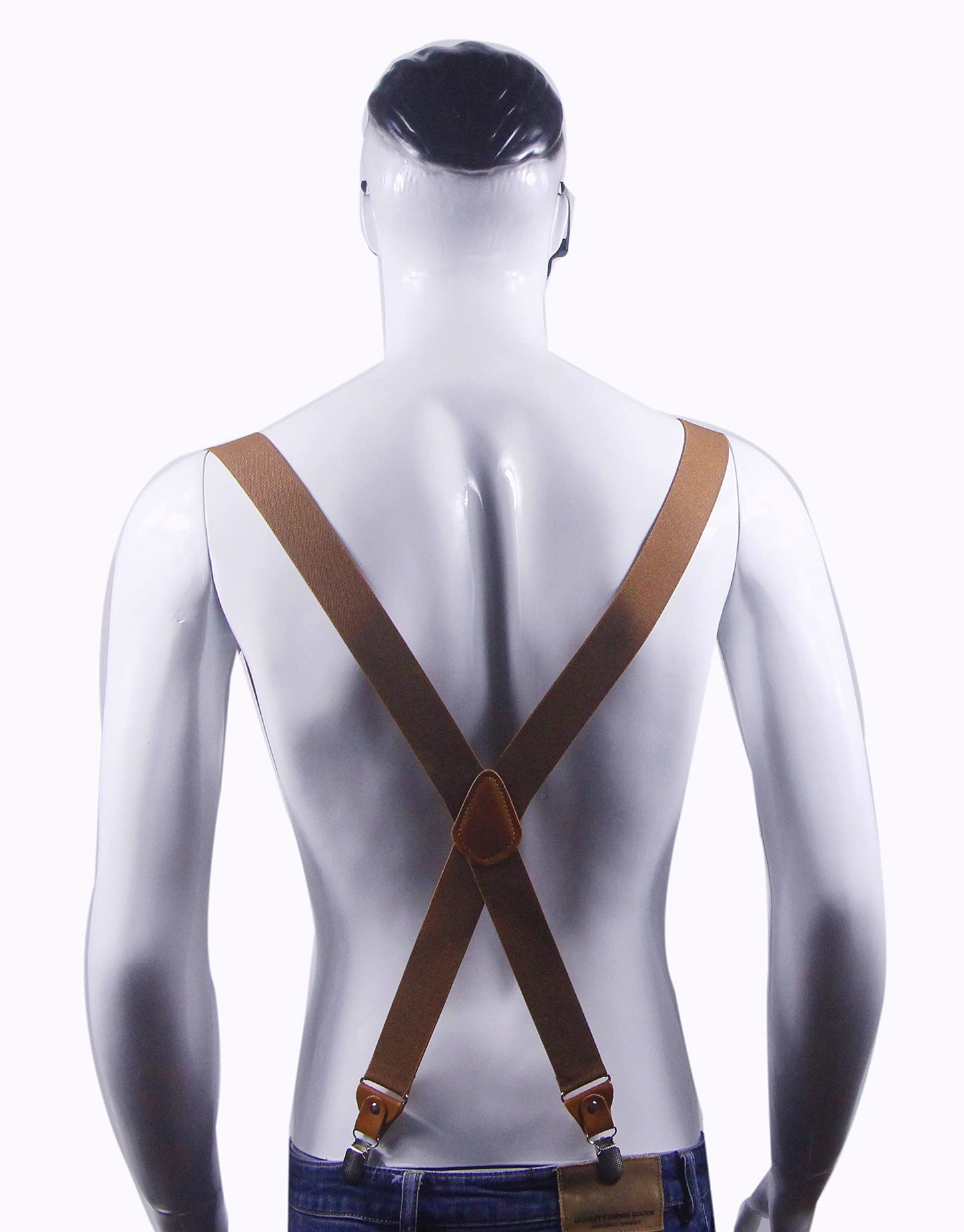Cedrainy Adjustable Elastic Suspenders for Men's and Women's with X Back Suspenders for Casual & Formal (Camel)