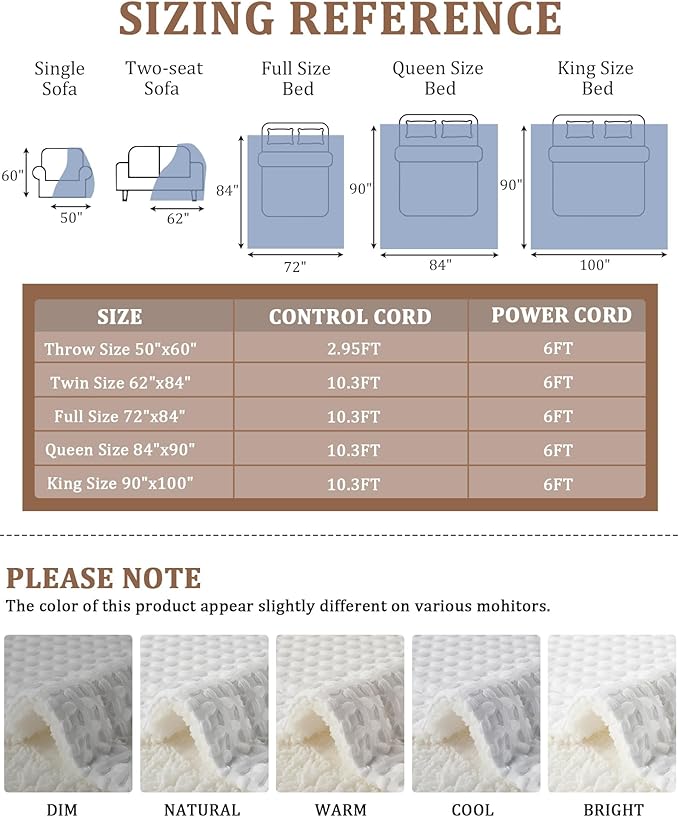 CAROMIO Heated Blanket King Size with LCD Dual Controller, Waffle Weave Fast Heating Electric Blankets, 10 Heat Levels & 1-12H Time Settings, ETL Certified, Machine Washable, Off White, 100" x 90"