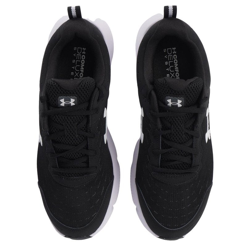 Under Armour Men's Charged Assert 10 Running Shoe, (001) Black/Black/White, 8 XX-Wide