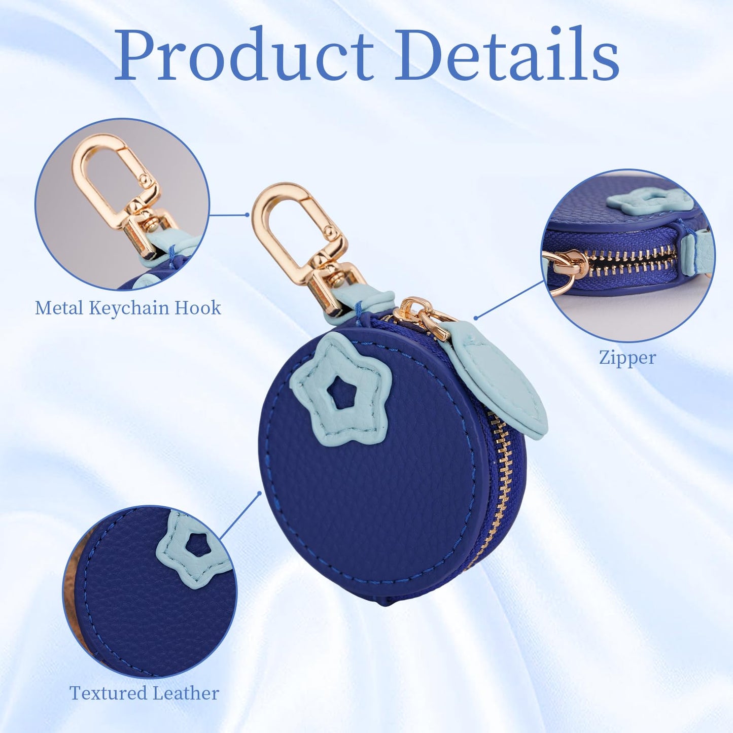 Giltnio Fruit Coin Purse Bag Charm Keychain, Mini Blueberry Charm Kawaii Leather Coin Purse Pouch Holder for Airtag Handbag Tote Wallet