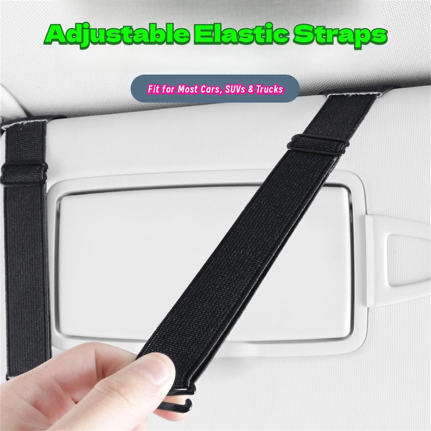 WiiLemz Car Visor Organizer, Multi-Pocket Sunvisor Storage with Sunglass Holder, Document Holder and Visor Card Clip, Fit for AUTO SUV & Truck, Leather Car Accessories Interior (Pink)