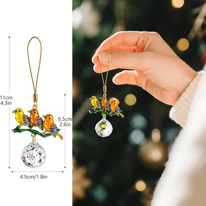 H&D HYALINE & DORA 6 Pcs Birds on Branches with Ball Prism Ornaments Birds Christmas Hanging Ornament Christmas Decorations for Tree Holiday Present Ideas