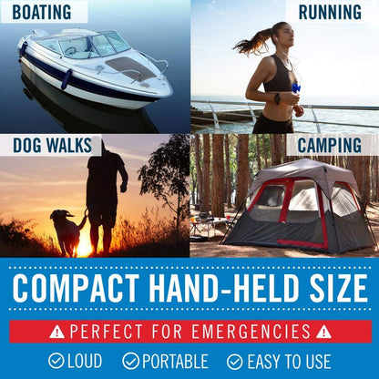 Air Horn 1.4 oz 120 dB, Compact Emergency Signal Horn for Boating Safety Walking Camping, Handheld Fog Horn Heard 1/2 Mile, Made in USA - Better Boat