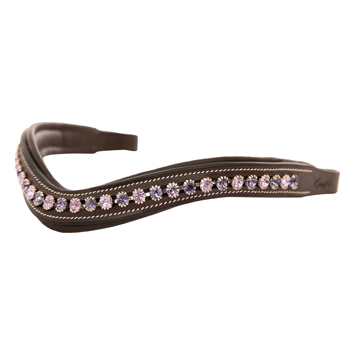 Exion Horse Browband for English Bridle | Curved Shape Padded Equestrian Browband for Show & Dressage | Tanzanite, Violet Crystal Browband for Horses