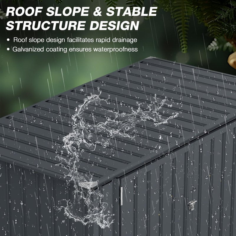 SOLIGEL 3'x6' Storage Shed, Outdoor Trash Can Storage Bike Shed, Waterproof Garbage Can Organizer with Chain Lid, Outdoor Storage Clearance for Patio, Garden, Backyard, Dark Grey