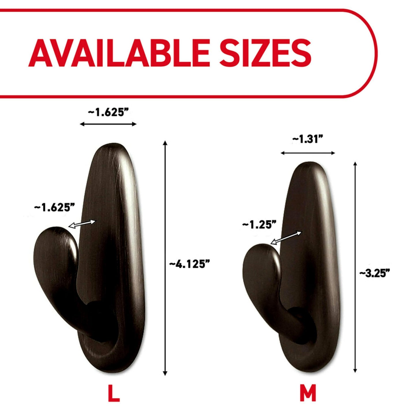 Command Medium Brushed Nickel Hooks, 2 Wall Hooks and 4 Command Strips, Damage-Free Hanging with Adhesive, No Tools Hanging Home and Room Decor, Holds up to 3 lb