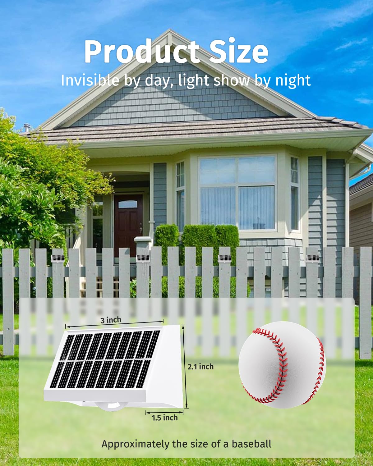 Solar Fence Lights Outdoor Waterproof High Brightness LED Spot Lens Deck Lights 7 Mode Warm & Cool White RGB Solar Powered Wall Lighting Decor for Outside Patio Step Backyard Railing - 8 Pack(White)