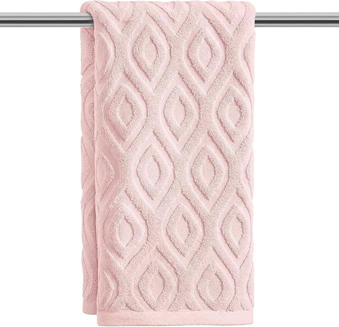 Artoid Mode 1 Pc Pink 3D Diamond Grid Jacquard Hand Towels