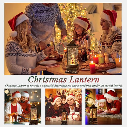 Christmas Musical Snow Globe Lantern with Timer, Lighted USB/Battery Operated Swirling Singing Water Glittering Lantern, Snow Globes for Adults and Children Christmas Decoration