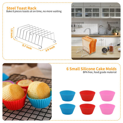 Dual Basket Air Fryer Accessories, 15pcs Set for Ninja DZ401 DZ201 Foodi Dualzone Air Fryers with 100pcs Air Fryer Liners, 2 Non-Stick Pans, Bread,Toasting,Skewer Racks, 6 Cake Cups, 2 Mitts, Recipes