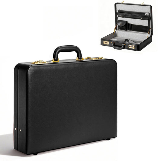 LOCKCURX Briefcases for Men, Anti-Theft Dual Lock Briefcase with 16 Inch Laptop Compartment, Waterproof Faux Leather, Brief Cases Men with Multi File Organizer, Perfect for Office, Travel (Black)